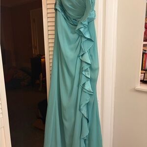 David's Bridal Light Blue Strapless Prom Dress